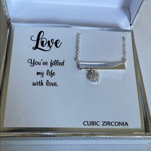 LArocks Heart Cubic Zirconia Silver Heart Necklace